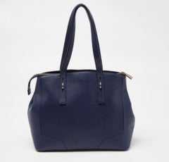 Furla Navy Blue Leather Top Zip Satchel