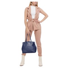 Furla Navy Blue Leather Top Zip Satchel
