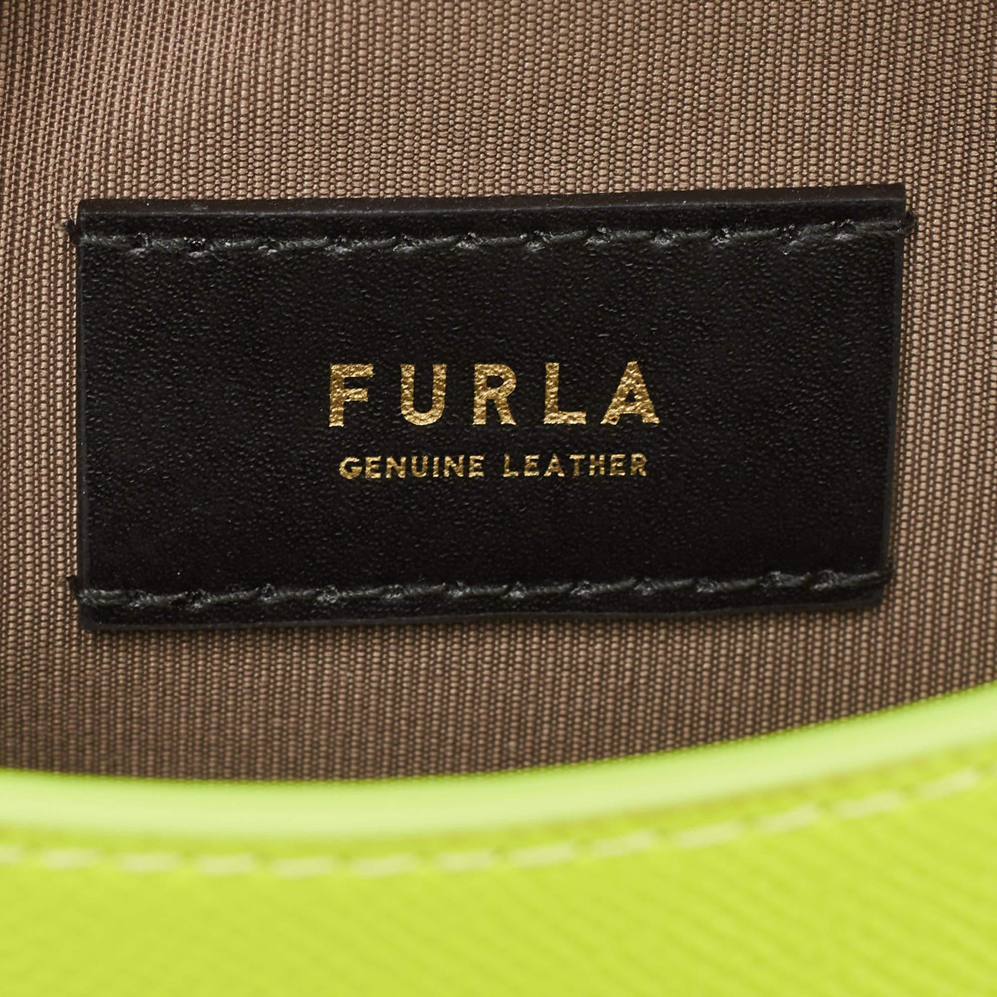 Furla Neon Green Leather Mini Bella Crossbody Bag For Sale 5