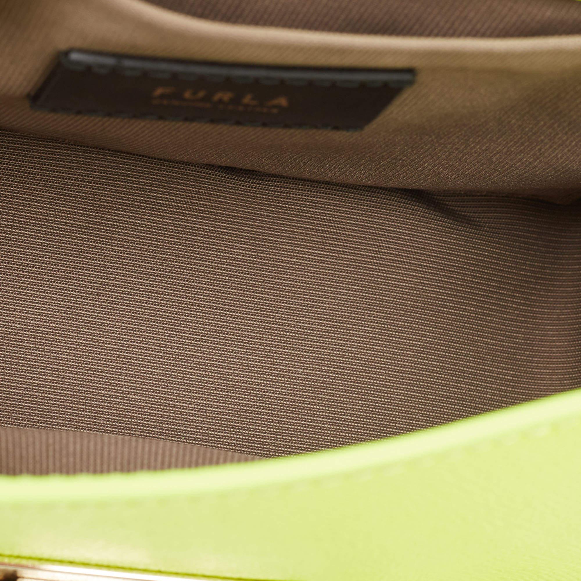 Furla Neon Green Leather Mini Bella Crossbody Bag For Sale 6