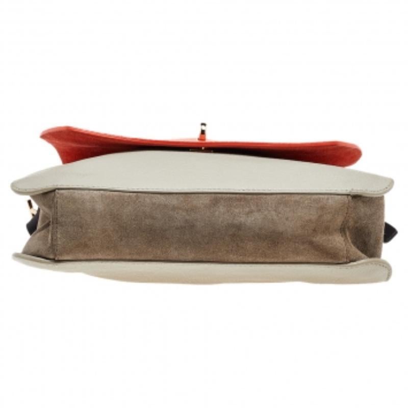 Furla Orange/Grey Leather And Suede Flap Shoulder Bag 1