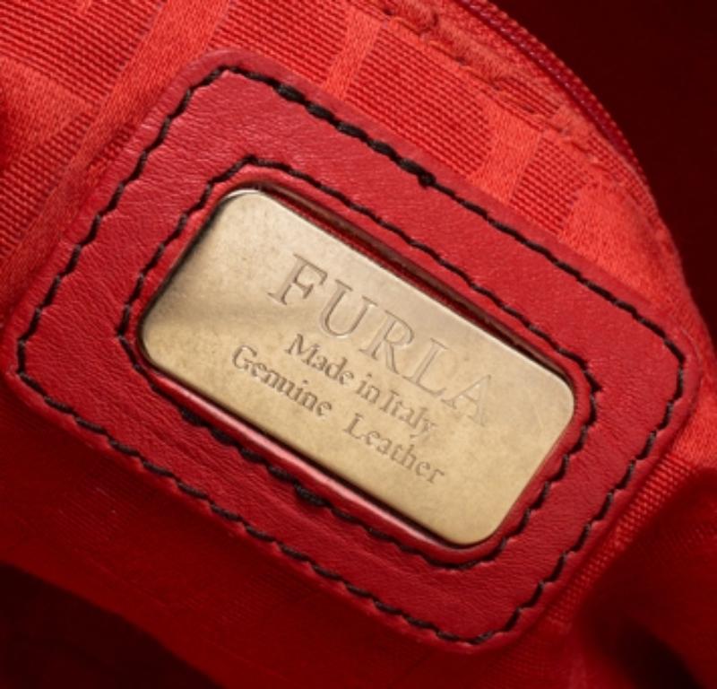 Furla Orange Leder Fold Over Umhängetasche (Rot) im Angebot