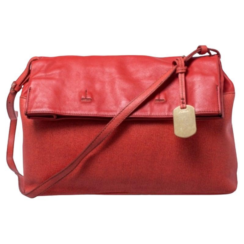 Furla Orange Leder Fold Over Umhängetasche