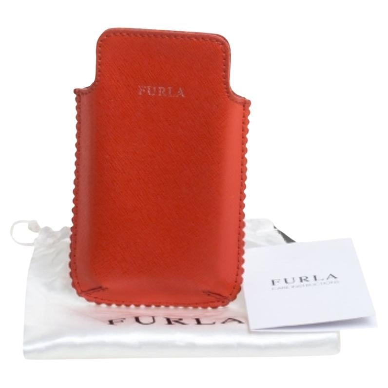 Furla Custodia per telefono in pelle arancione in vendita 5