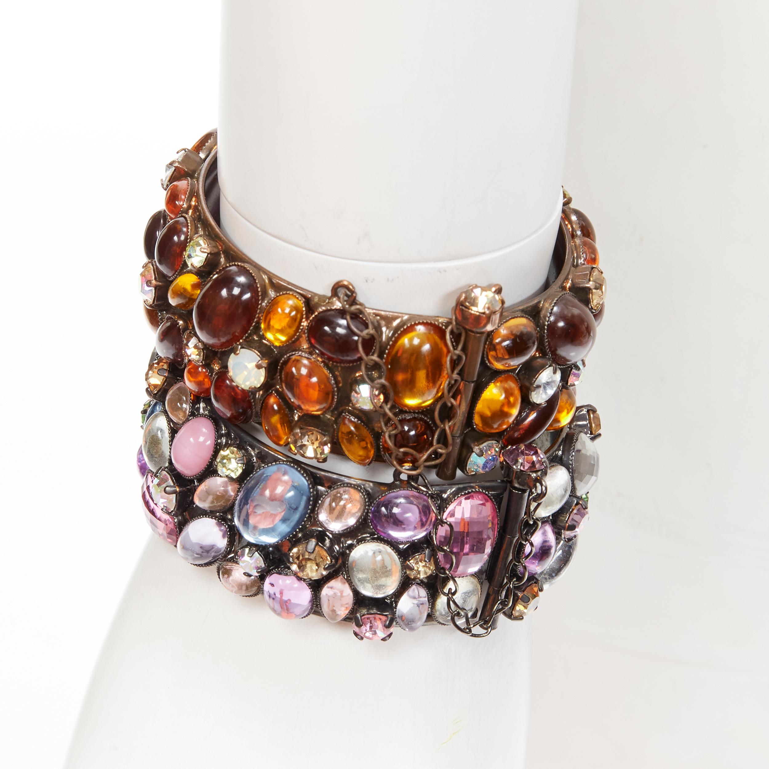 FURLA orange purple rhinestone embellished 2 bangles cocktail ring set
Reference: ANWU/A00314
Brand: Furla
Material: Metal
Color: Orange, Purple
Pattern: Solid
Closure: Pin
Extra Details: Pin lock closure for the bangle

CONDITION:
Condition: