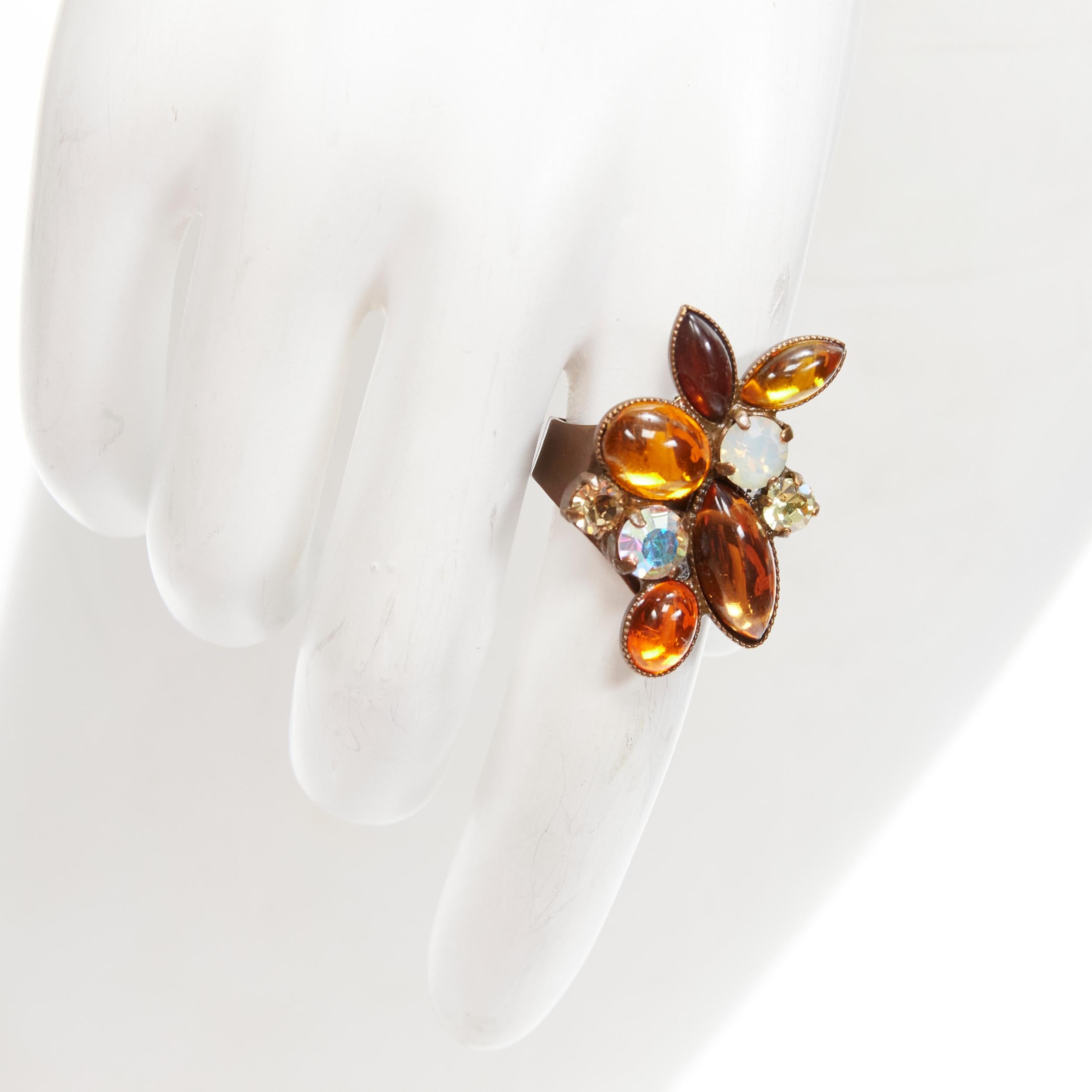 FURLA orange purple rhinestone embellished 2 bangles cocktail ring set In Excellent Condition For Sale In Hong Kong, NT