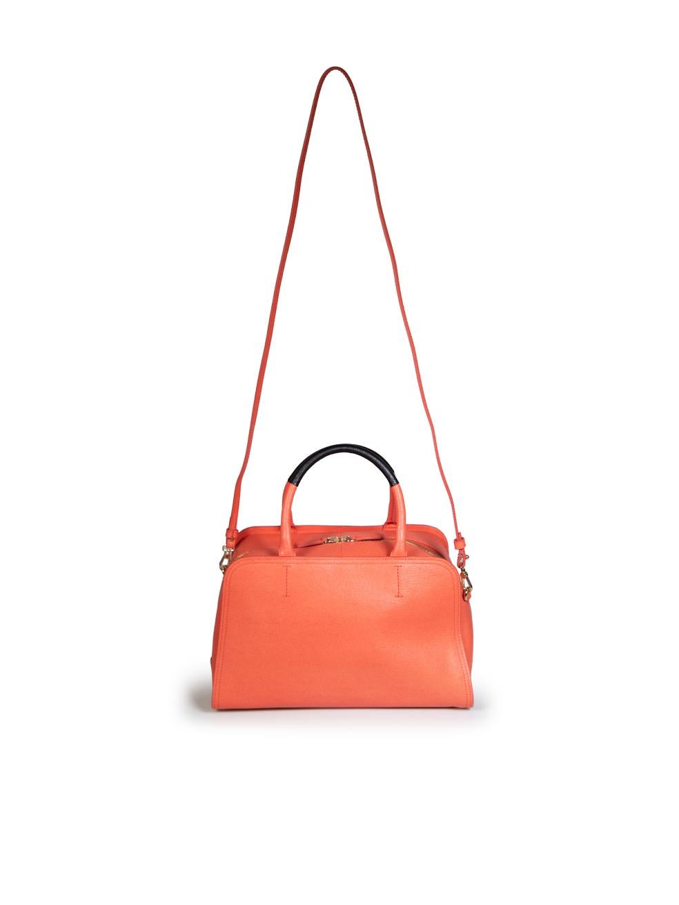 Furla Orange Saffiano Leather Handbag & Coin Purse In Good Condition In London, GB