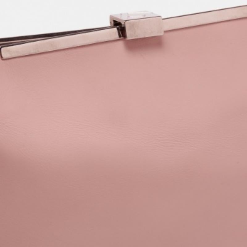 Fourre-tout Furla en cuir rose blush/blanc Frame Lock en vente 5