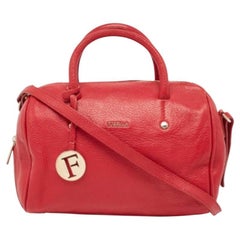 Furla Red Leather Arianna Satchel