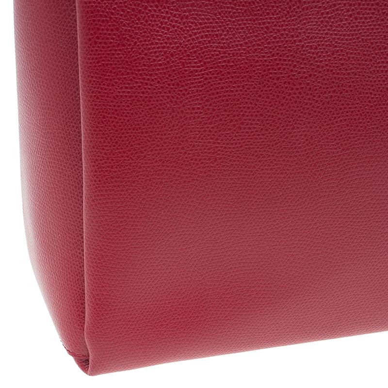 Furla Red Textured Leather Large Lotus Tote For Sale 4