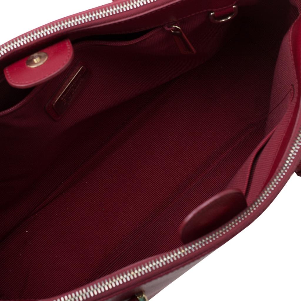 Furla Red Textured Leather Large Lotus Tote 9