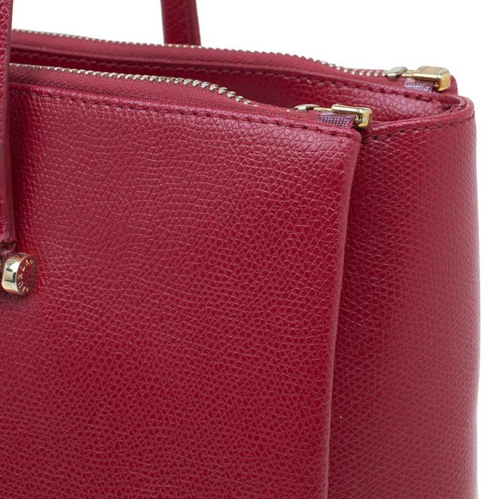 Furla Red Textured Leather Large Lotus Tote 3