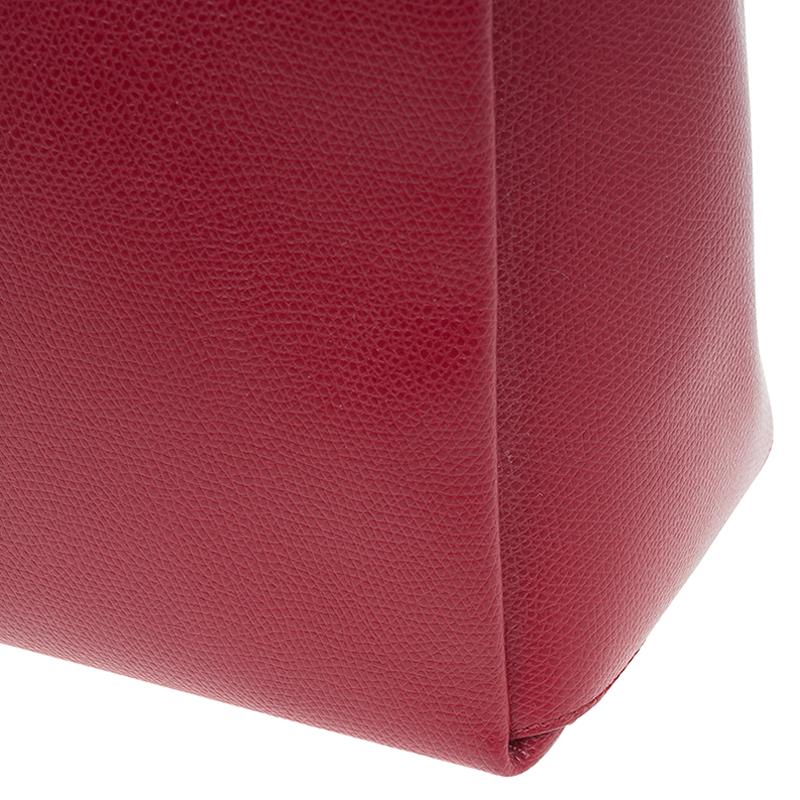 Furla Red Textured Leather Large Lotus Tote For Sale 3