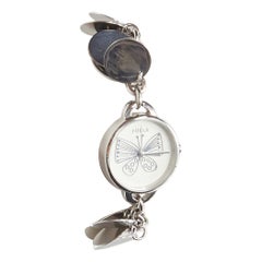 FURLA scribble butterfly logo silver disc chain watch bracelet
