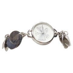 FURLA scribble butterfly logo silver disc chain watch bracelet