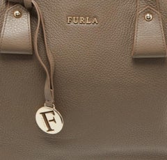 Furla Taupe Leather Zip Tote