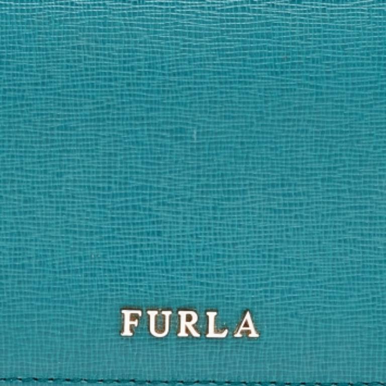 Furla Teal Green Saffiano Leather Continental Wallet For Sale 1