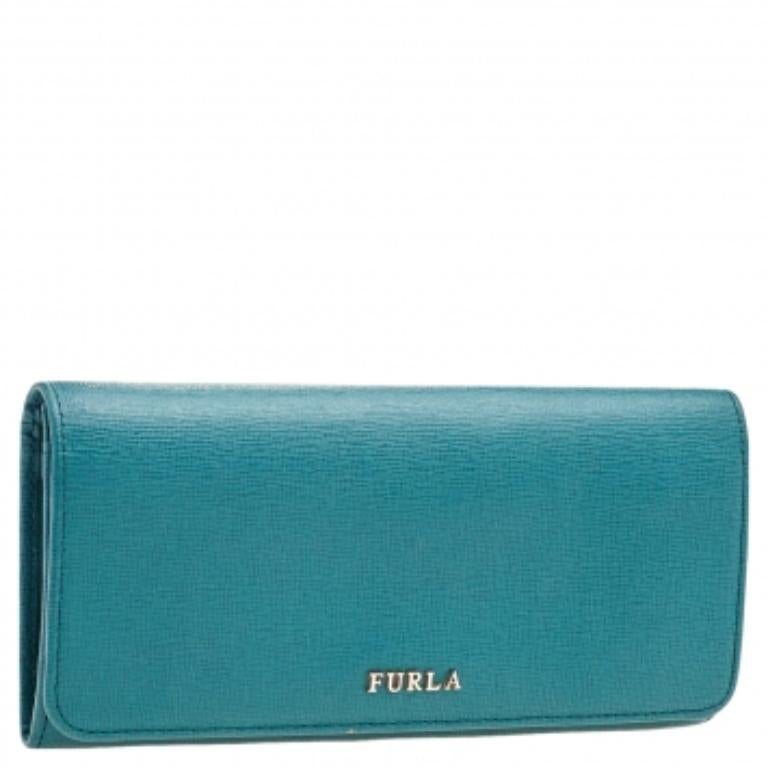 Furla Teal Green Saffiano Leather Continental Wallet For Sale 2