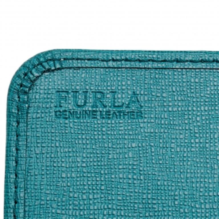 Furla Teal Green Saffiano Leather Continental Wallet For Sale 4