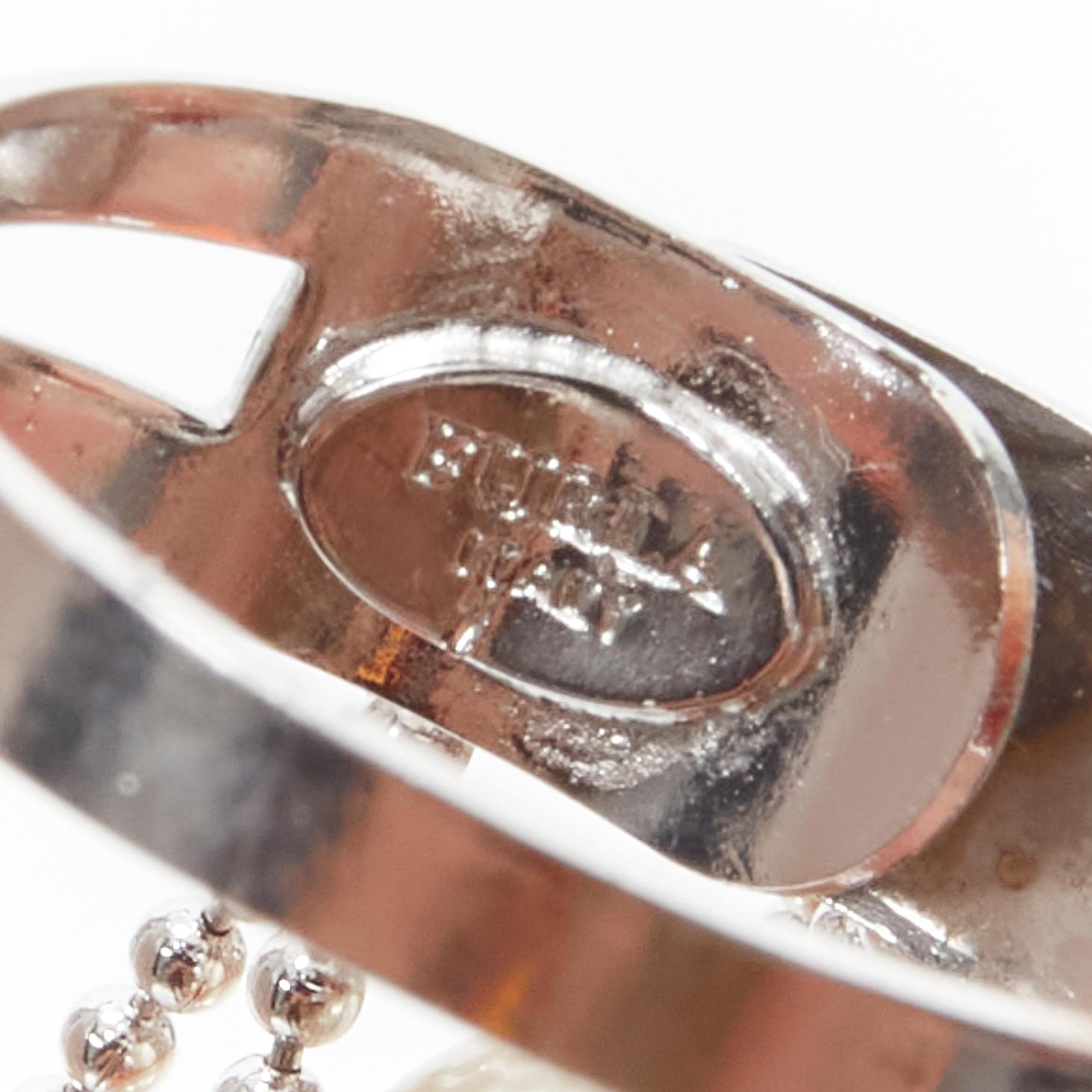 FURLA collana corta di classe con catena di finte perle bianche in tonalità argento in vendita 7