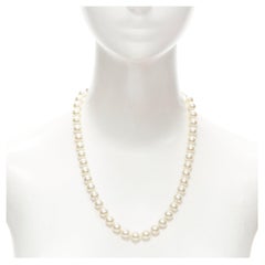 FURLA white faux pearl silver tone chain classy short necklace ring set