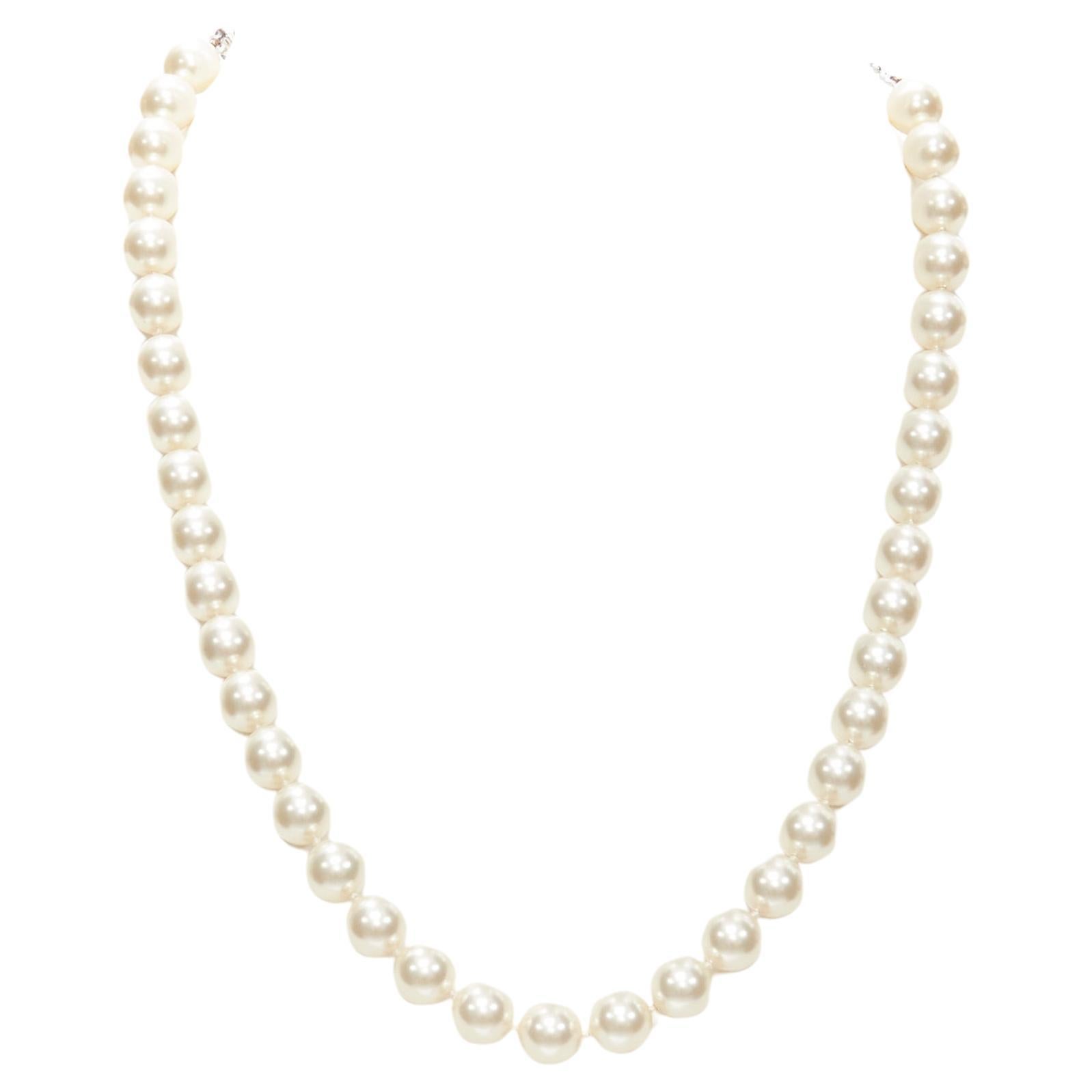 FURLA white faux pearl silver tone chain classy short necklace ring set