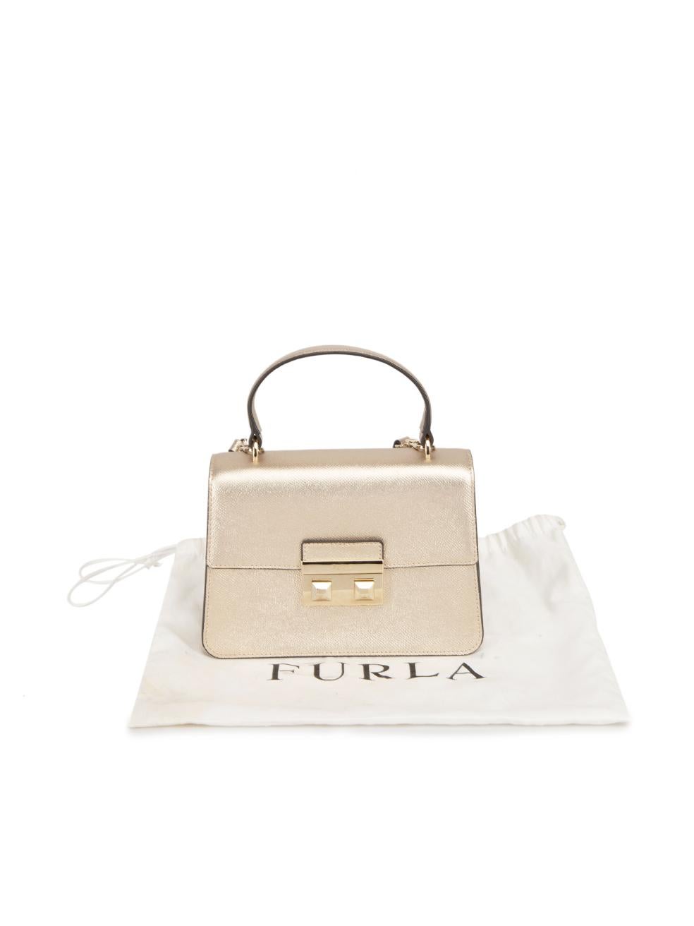 Furla Women's Gold Leather Metallic Bella Top Handle Bag 3