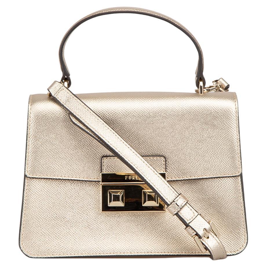 Furla Women's Gold Leather Metallic Bella Top Handle Bag