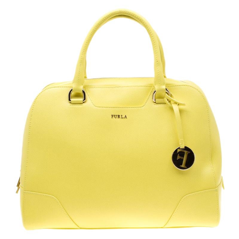 Furla Yellow Leather Top Handle Bag For Sale at 1stDibs