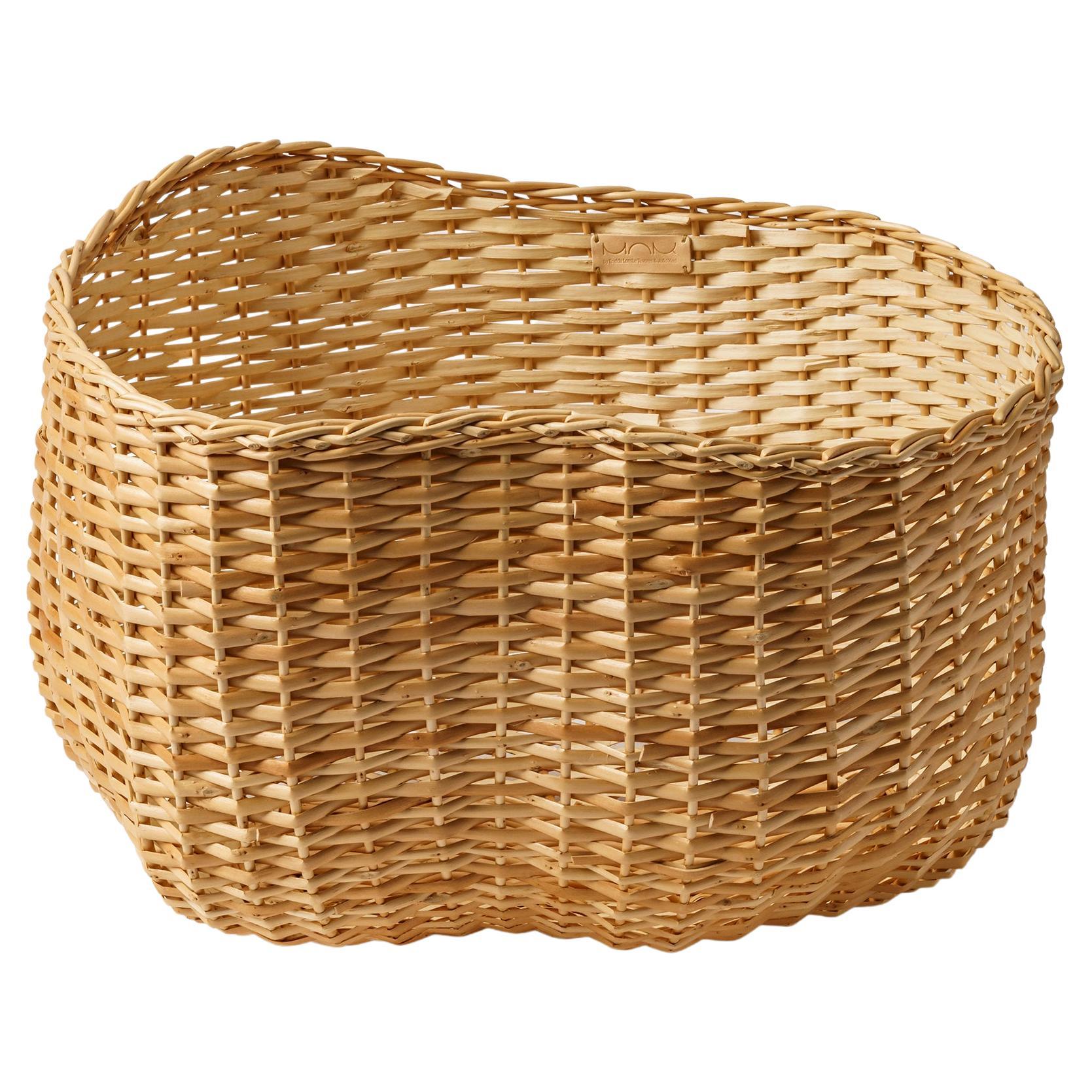 FURNA – Minimalist Storage Basket in Natural Wicker Weave, Large