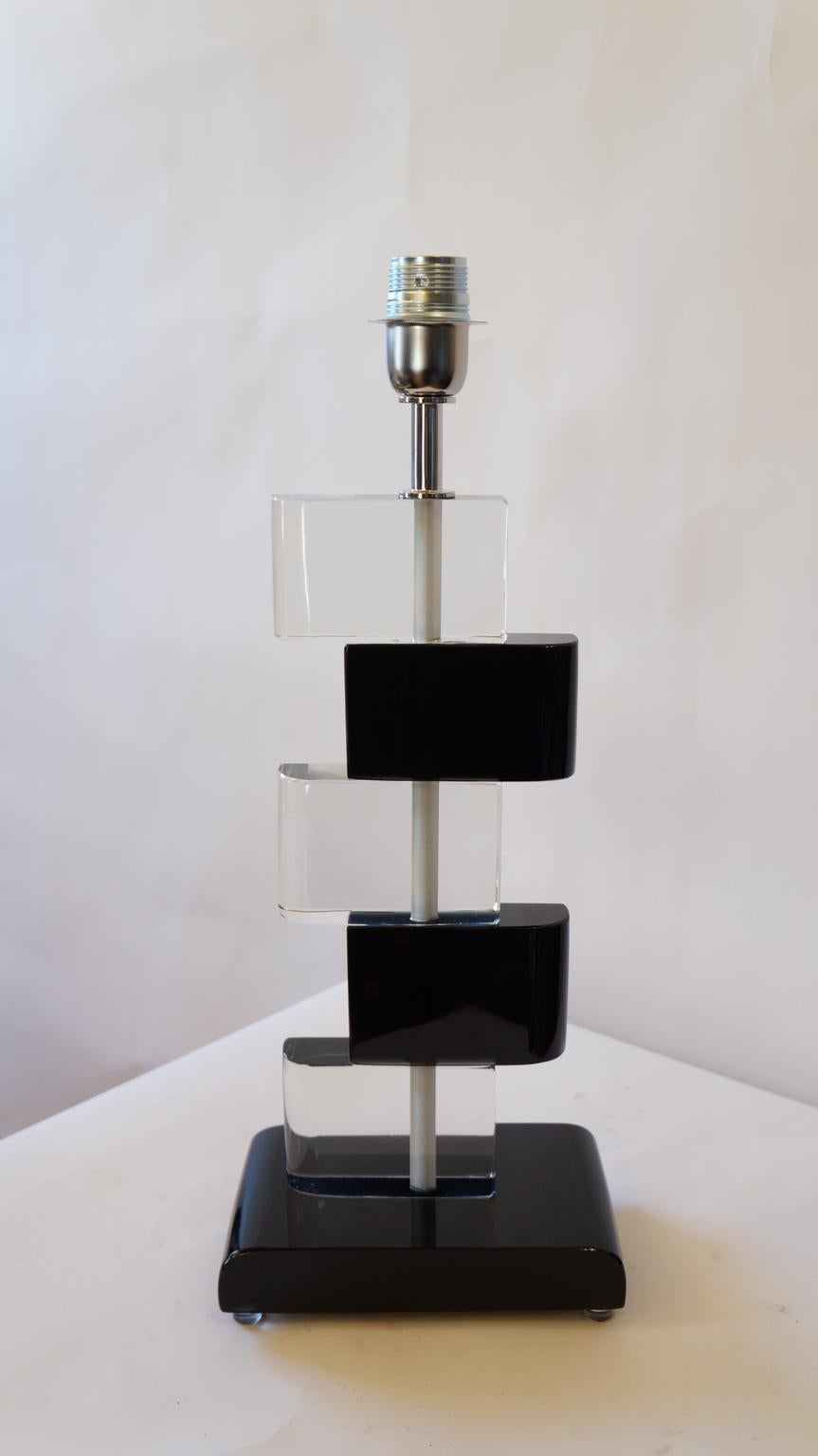 Furnace Donà Mid-Century Modern Black Crystal Two Murano Glass Table Lamps, 1975 For Sale 13