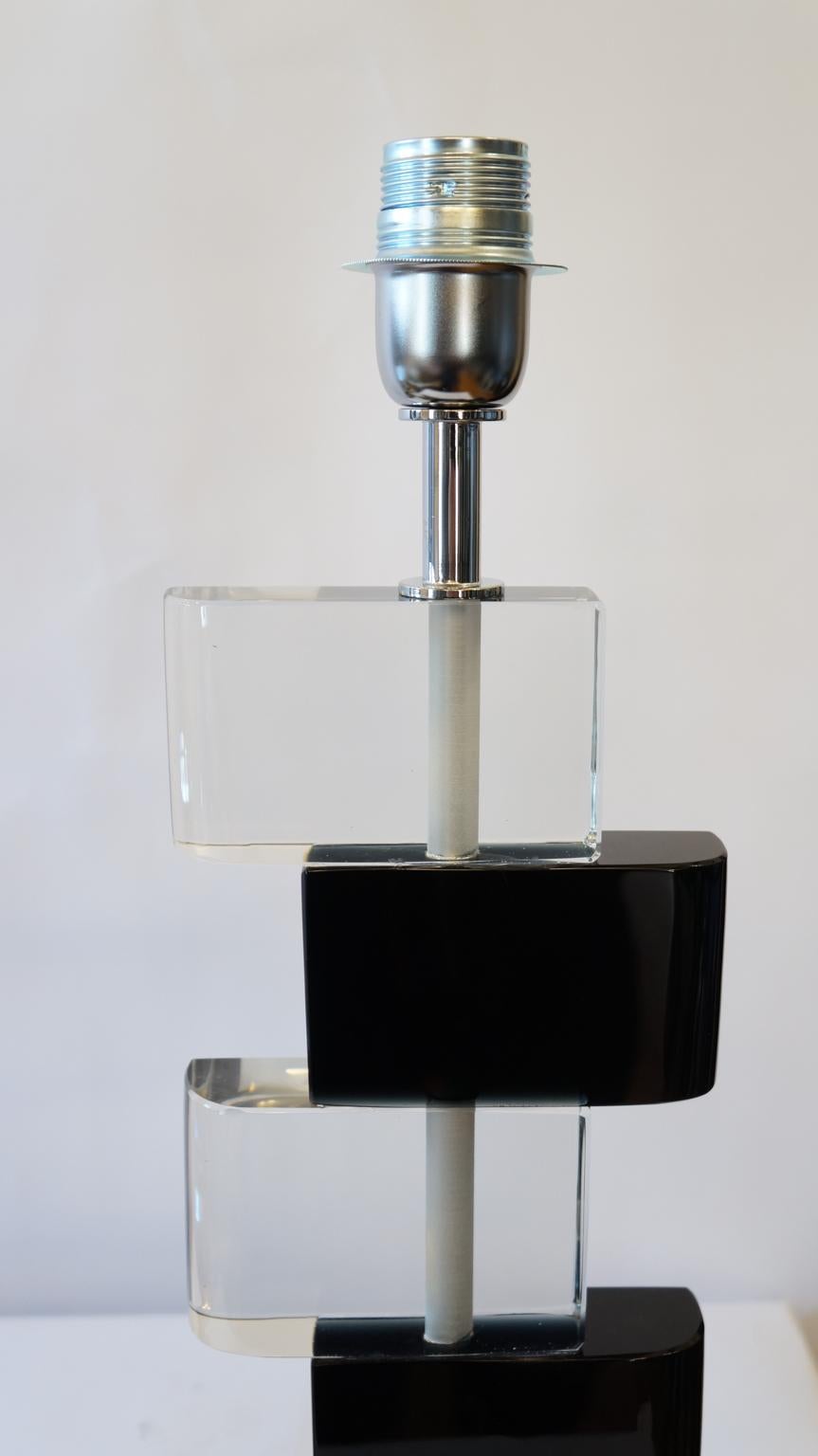 Late 20th Century Furnace Donà Mid-Century Modern Black Crystal Two Murano Glass Table Lamps, 1975 For Sale