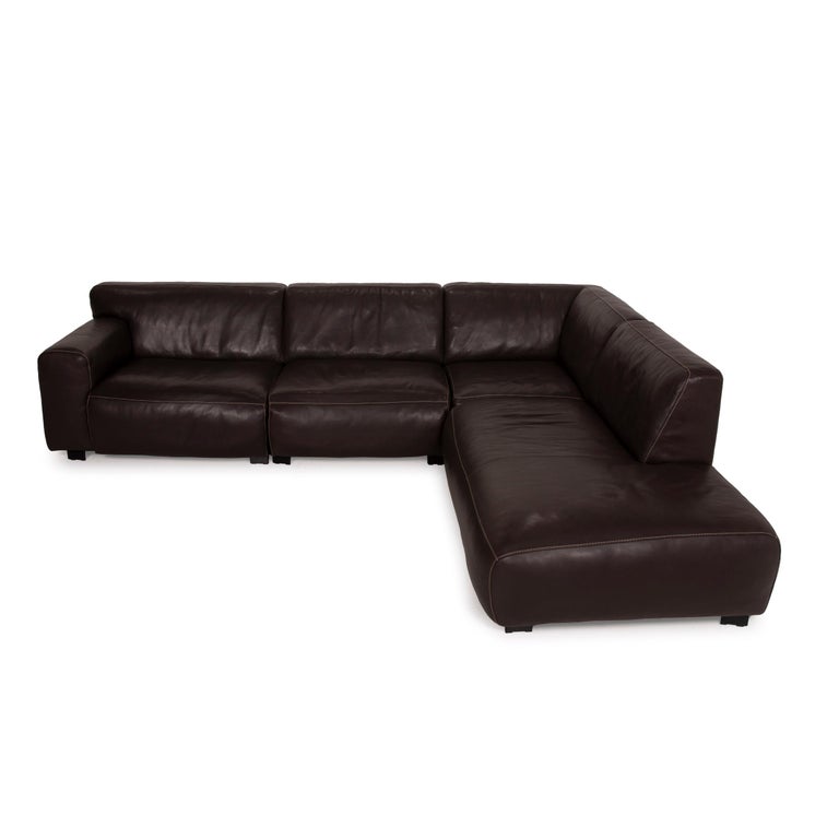 Furninova Leather Sofa Brown Corner Sofa For Sale at 1stDibs