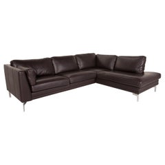 Furninova leather sofa dark brown corner sofa couch