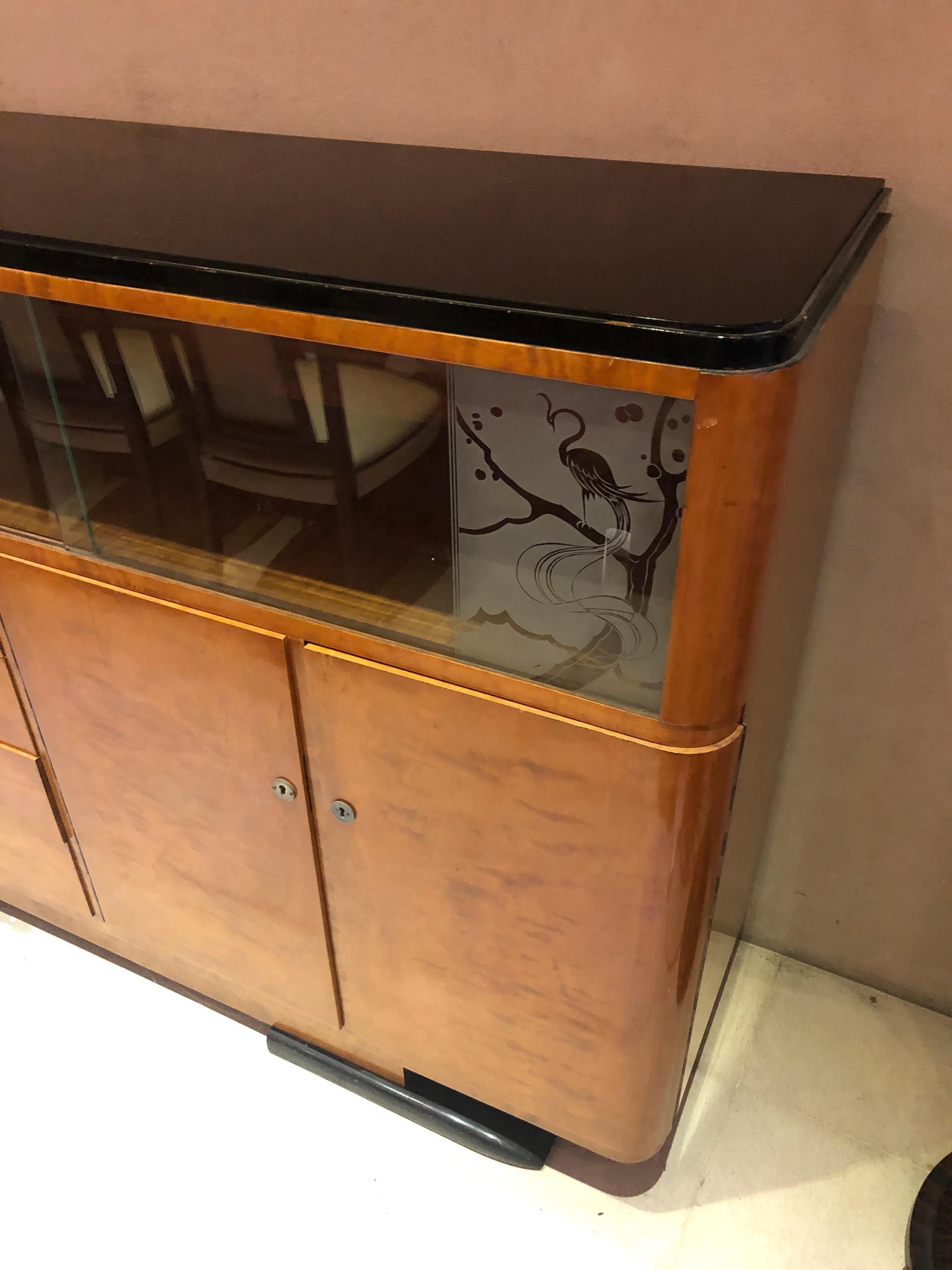 Furniture Art Deco in Wood and Glass, France, 1920 For Sale 10
