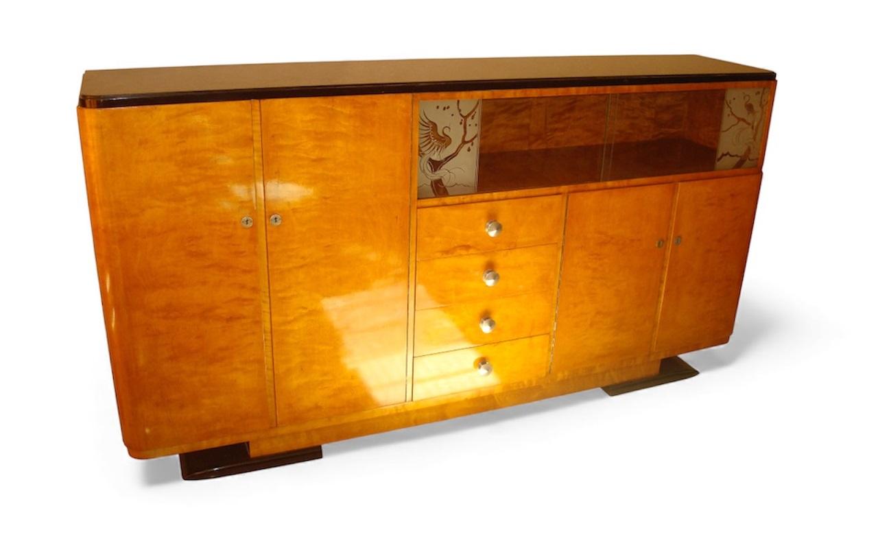 Muebles Art Decó de madera y cristal, Francia, 1920 en venta 14