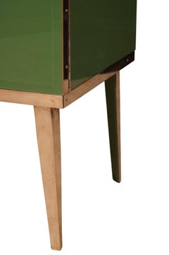 Custom furniture in brass and sage green glass handmade justfunituress designer