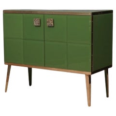 Custom furniture in brass and sage green glass handmade justfunituress designer