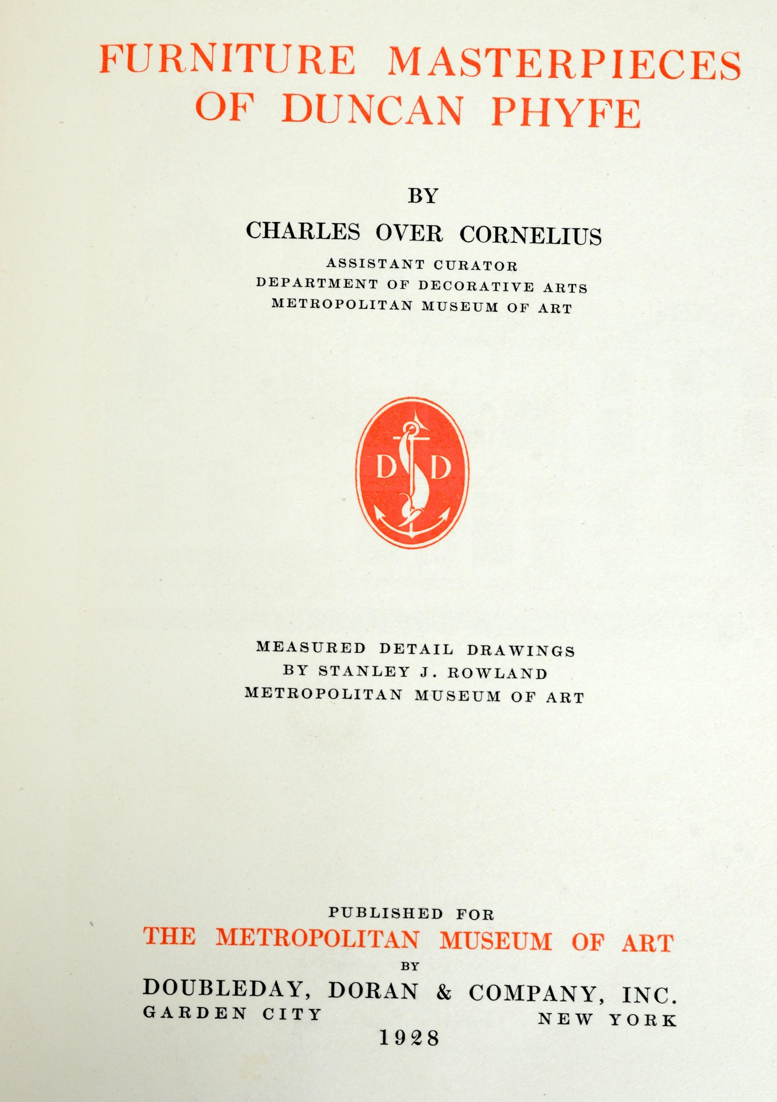 Chefs-d'œuvre de Duncan Phyfe par Charles Over Cornelius, 1ère édition 1928 Excellent état - En vente à valatie, NY