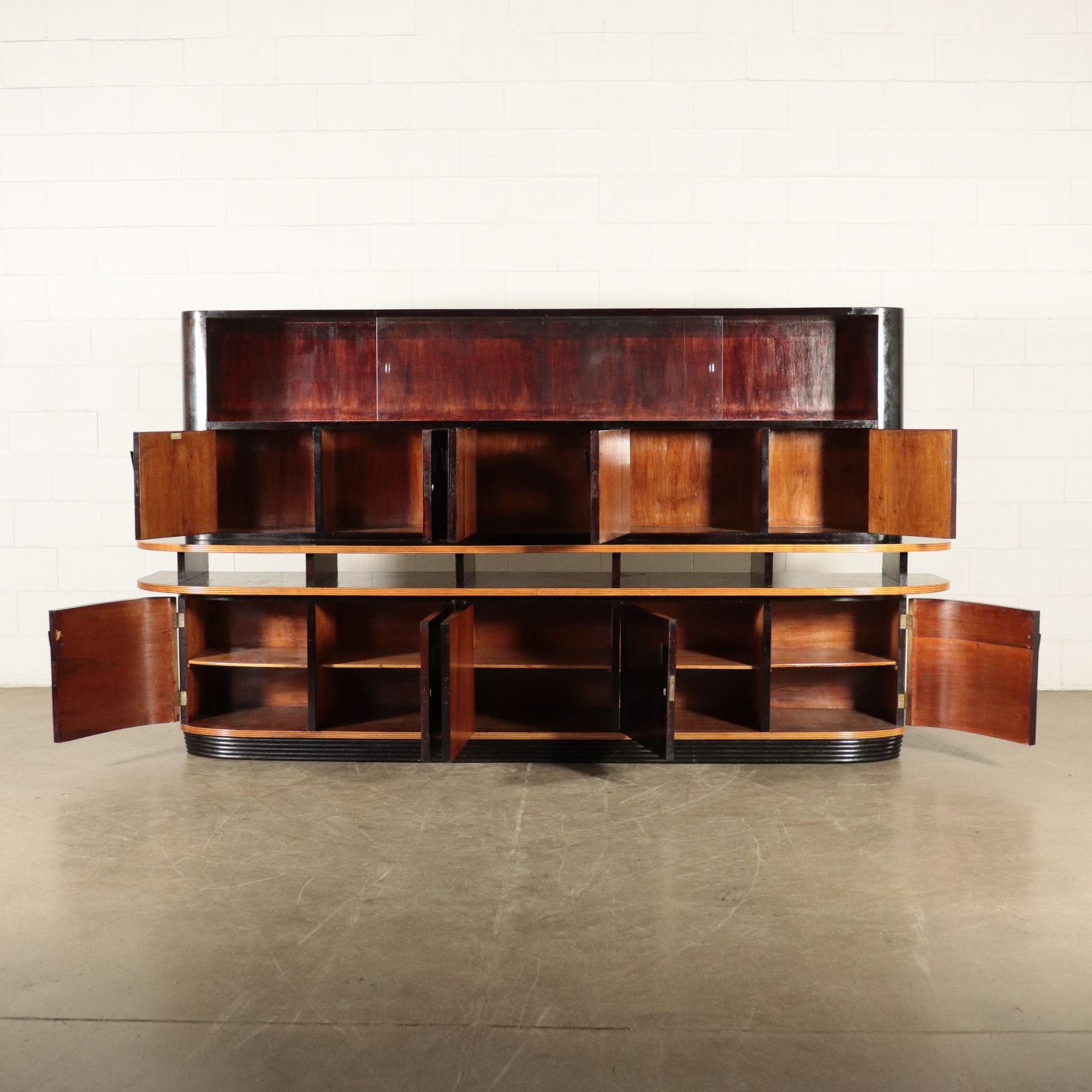Mid-Century Modern Furniture Veneer Solid Wood and Stained Wood, Italy, 1940s For Sale