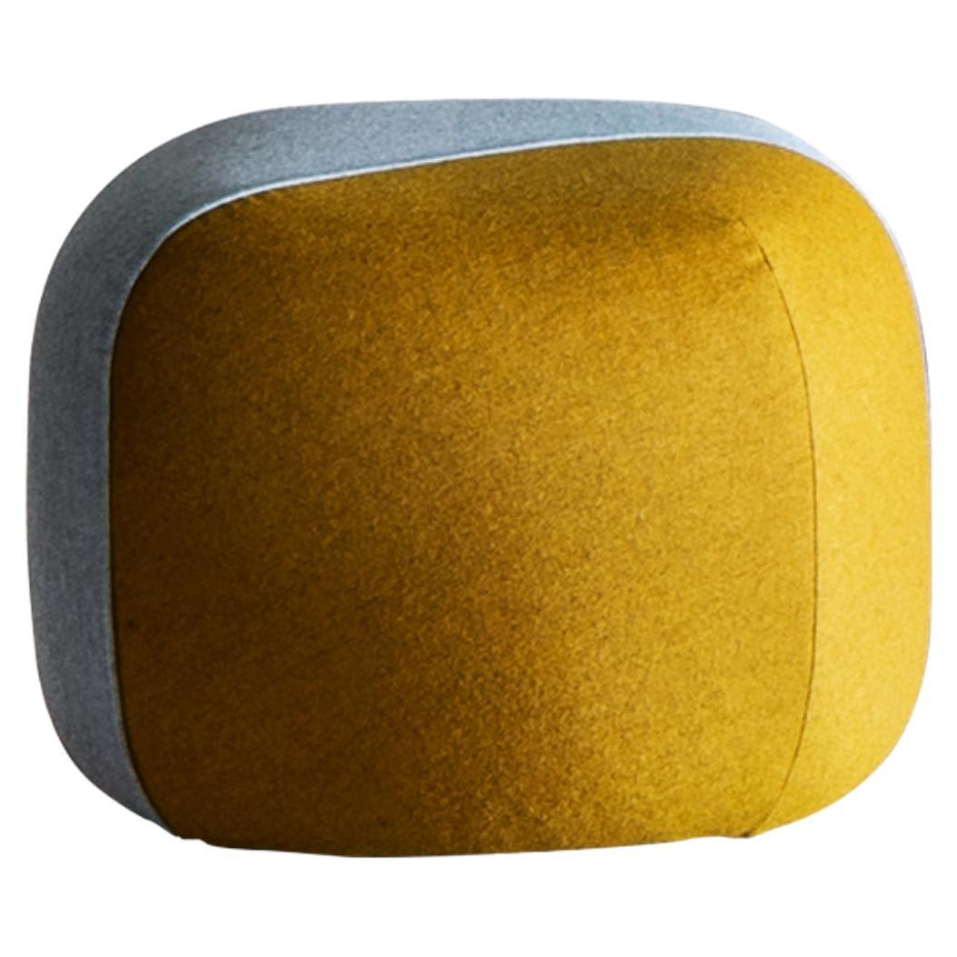 Furoshiki Small Pouf in Yellow and Blue Bicolour Upholstery by E-GGS