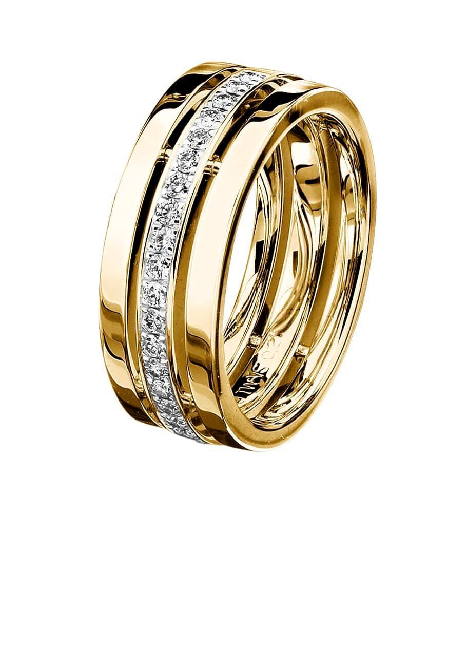 For Sale:  Furrer Jacot 18 Karat Rose Gold 3 Band Diamond Ring 2