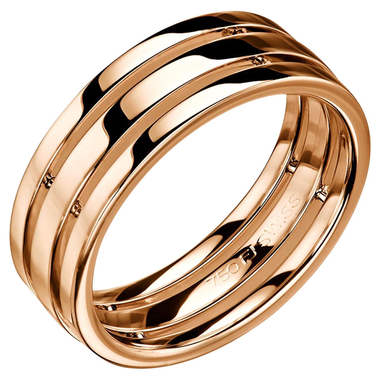 For Sale:  Furrer Jacot 18 Karat Rose Gold 3 Band Ring