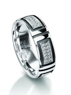 Furrer Jacot 18 Karat Rose Gold and Black Geometric Diamond Band