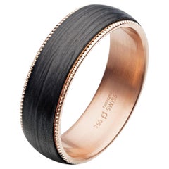 Furrer Jacot 18 Karat Rose Gold and Carbon Fiber Milgrain Men's Band