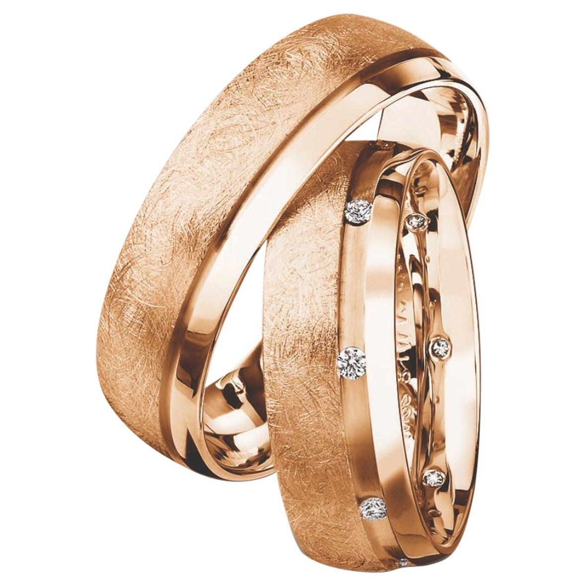 For Sale:  Furrer Jacot 18 Karat Rose Gold Channel Textured Diamond Wedding Band