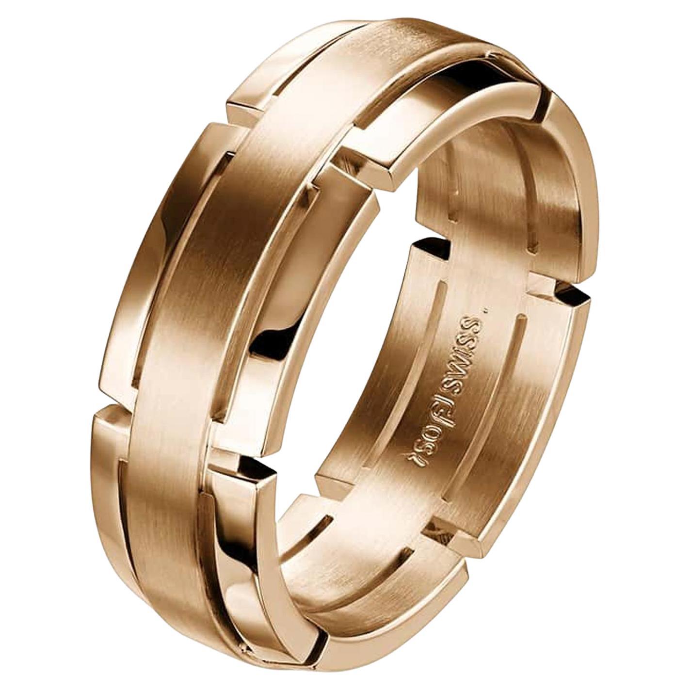 For Sale:  Furrer Jacot 18 Karat Rose Gold Notched Men's Band