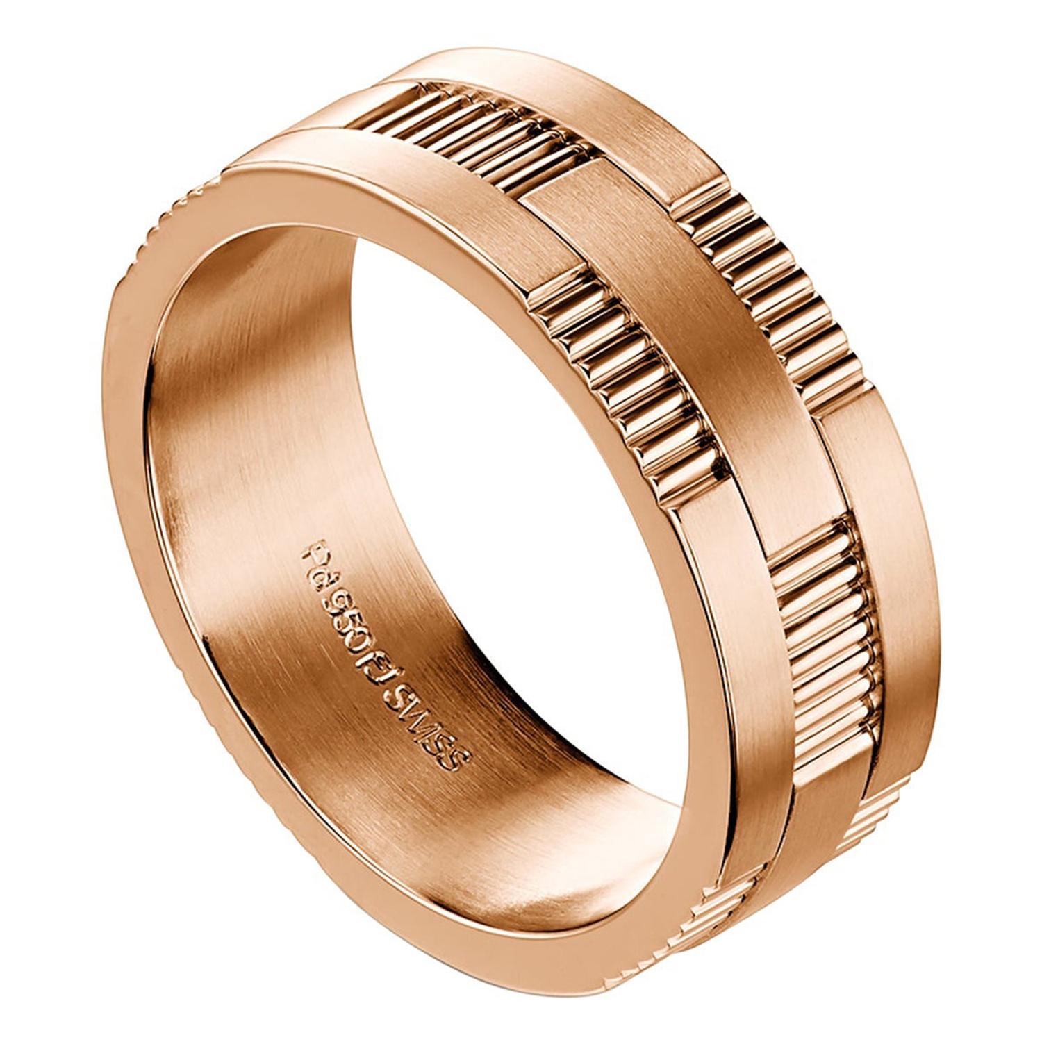 For Sale:  Furrer Jacot 18 Karat Rose Gold Satin Textured Design Band