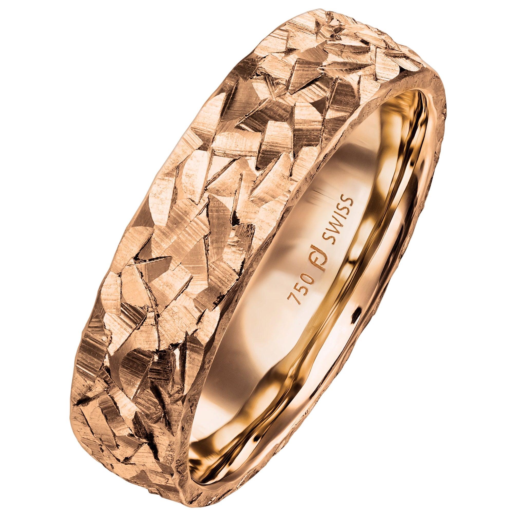 For Sale:  Furrer Jacot 18 Karat Rose Gold Textured Band