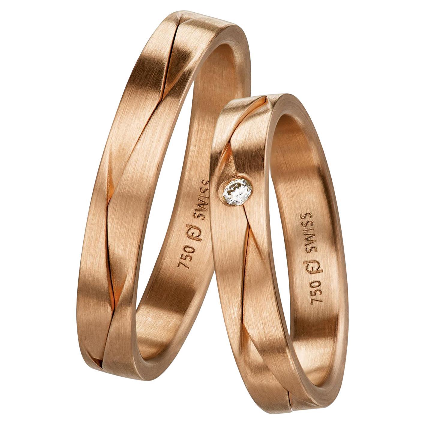 For Sale:  Furrer Jacot 18 Karat Rose Gold Thin "Origami" Woven Band